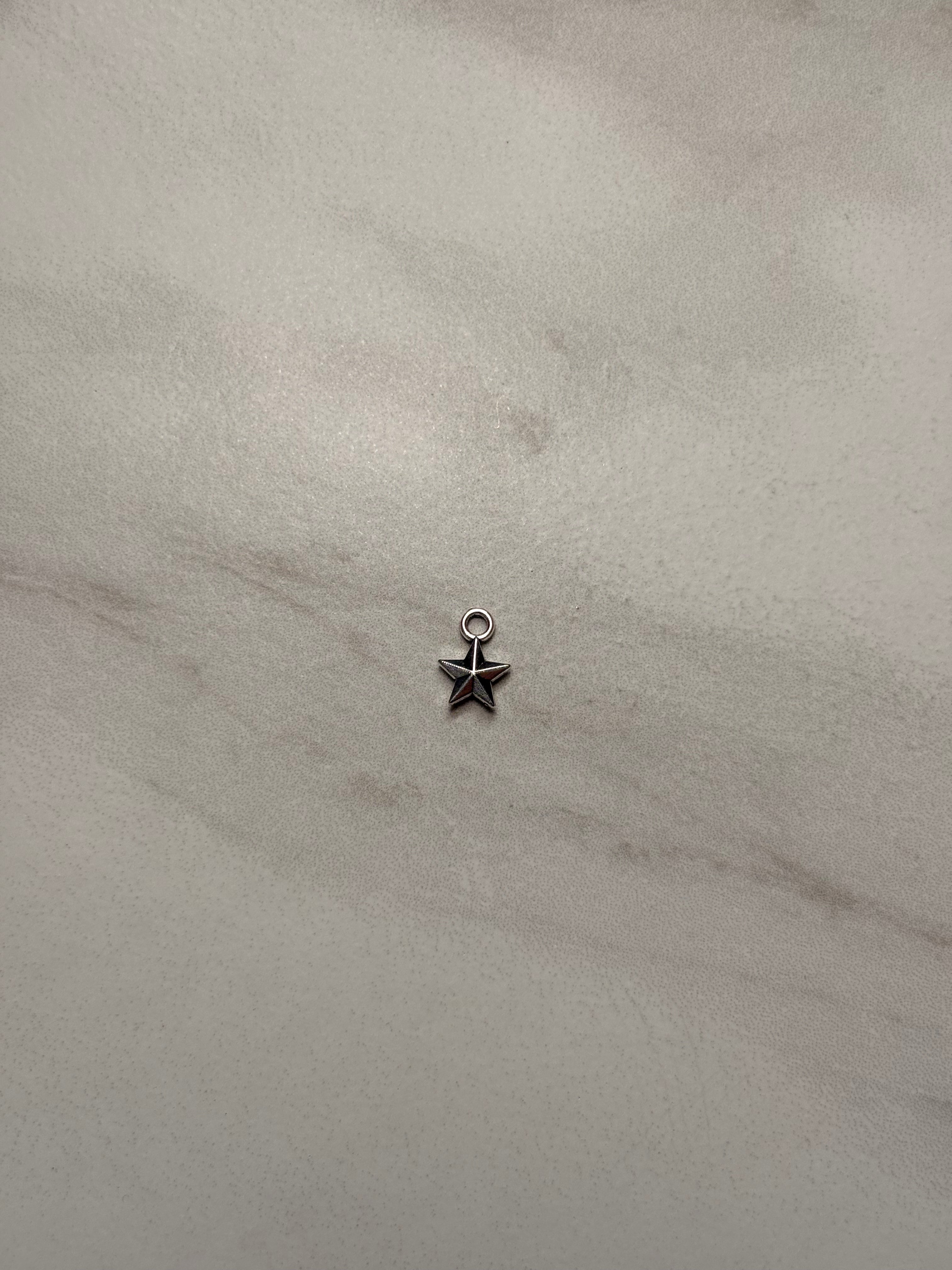 3D Silver Star Charms