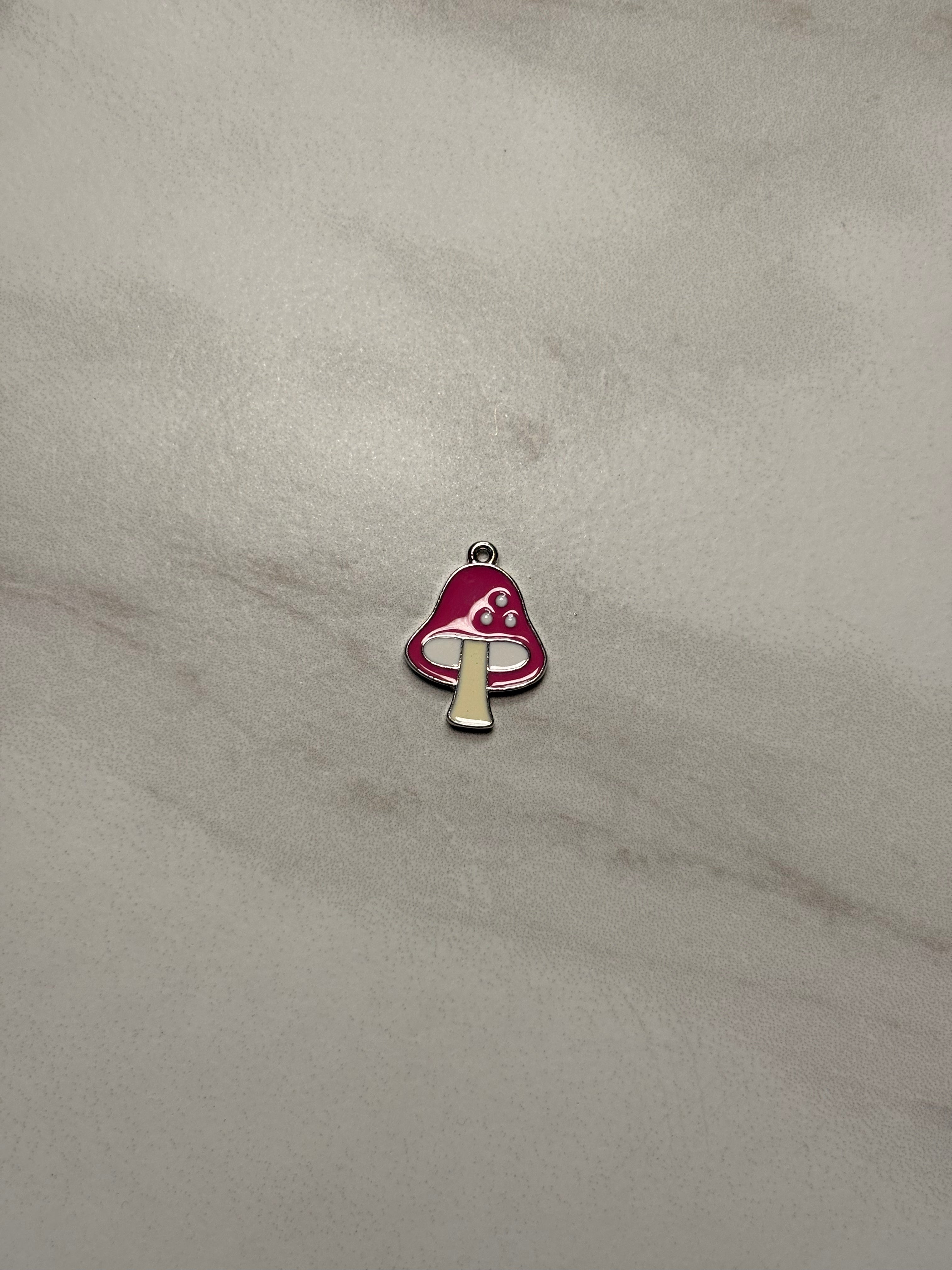 Pink (Silver) Mushroom Charm