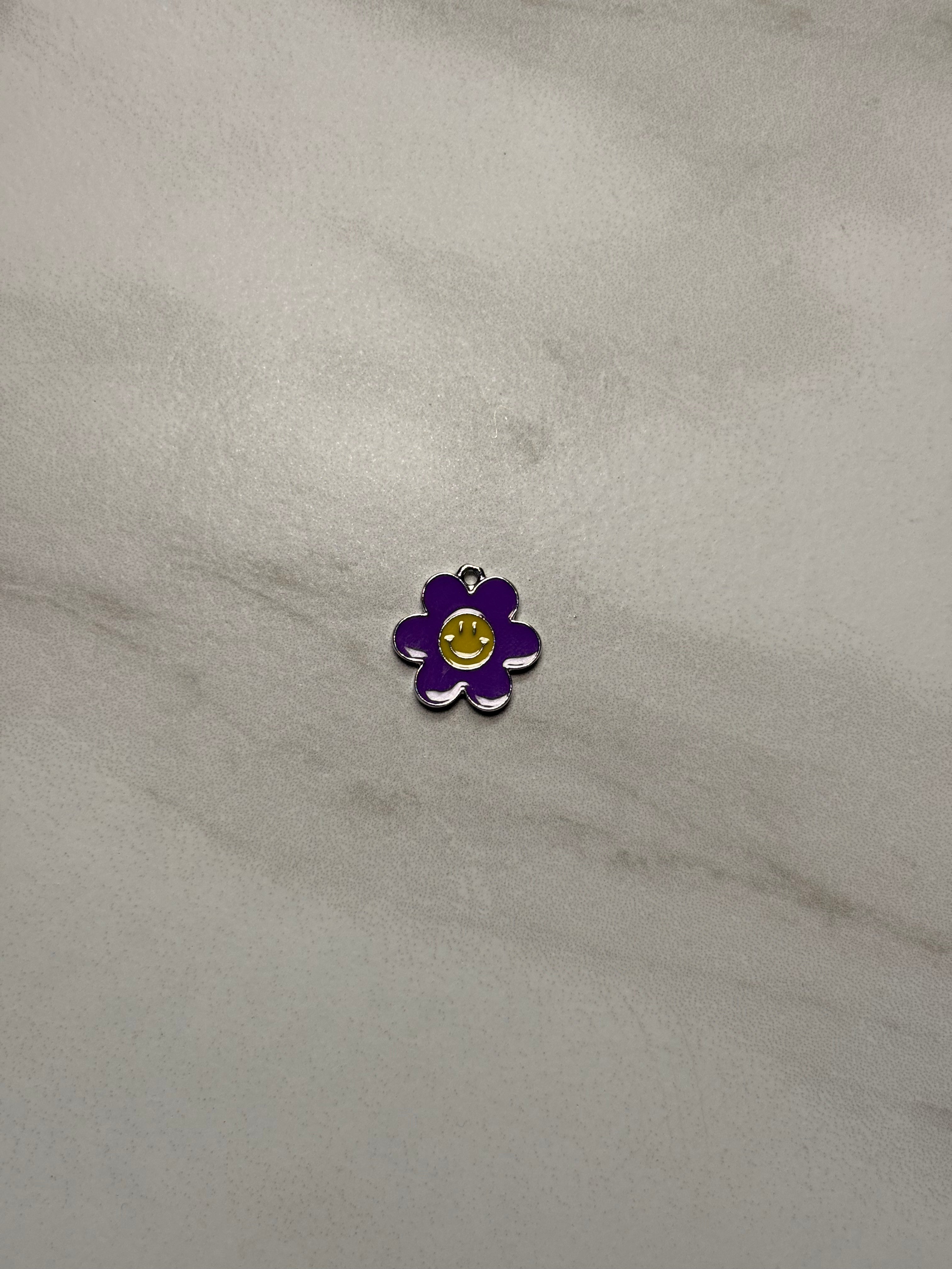 Colored Flower Charm (Silver)