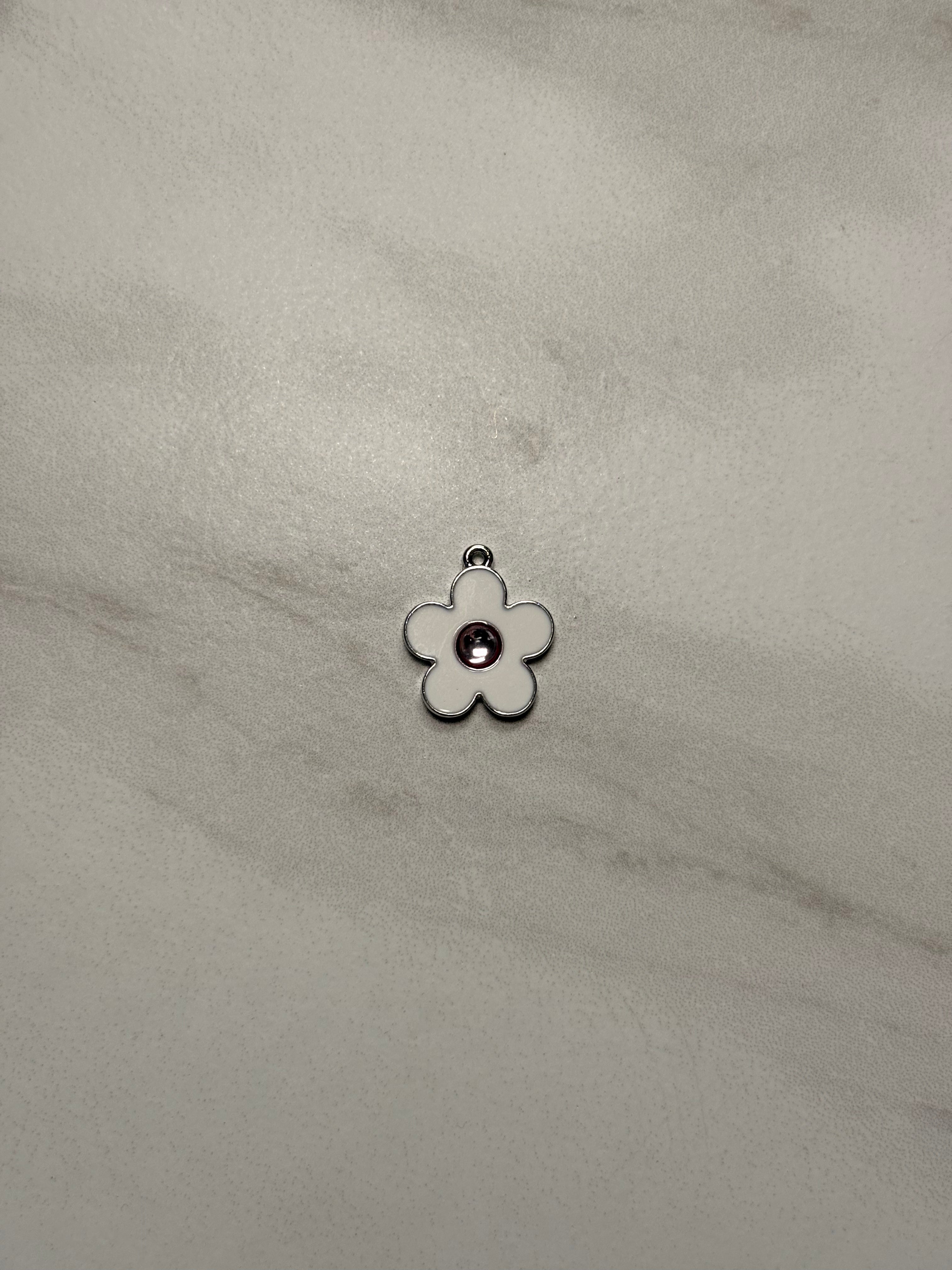 Colored Flower Charm (Silver)