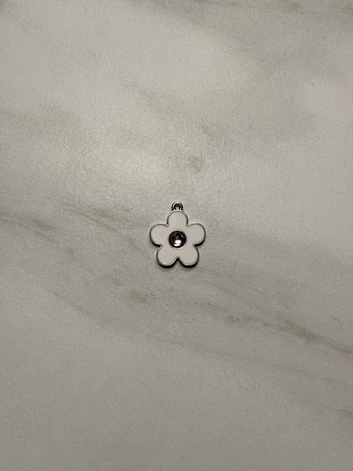 Colored Flower Charm (Silver)